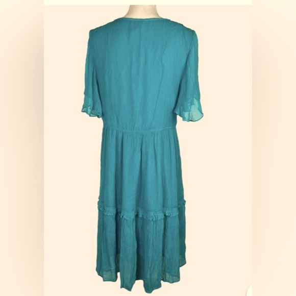 Sundance Catalog Monaco Meetup Dress in Sea Green Size Medium Gauzy Flowy MIDI - Picture 5 of 11